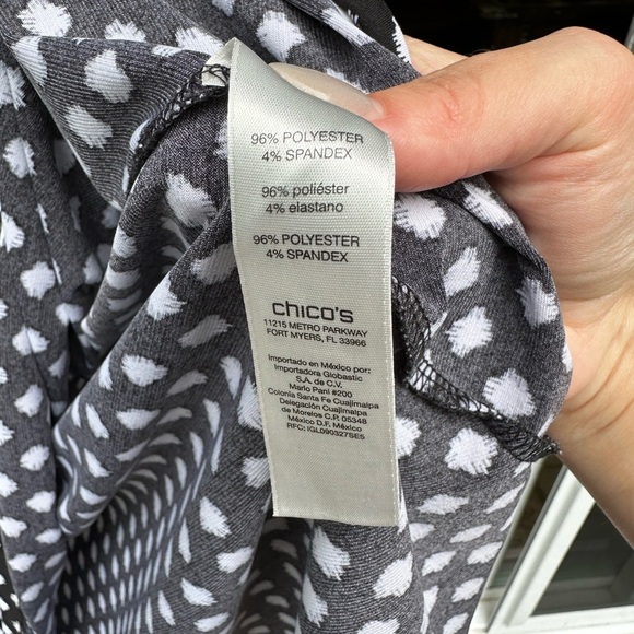 Chico's Black and White Asymmetrical Cold Shoulder Top - Picture 6 of 9